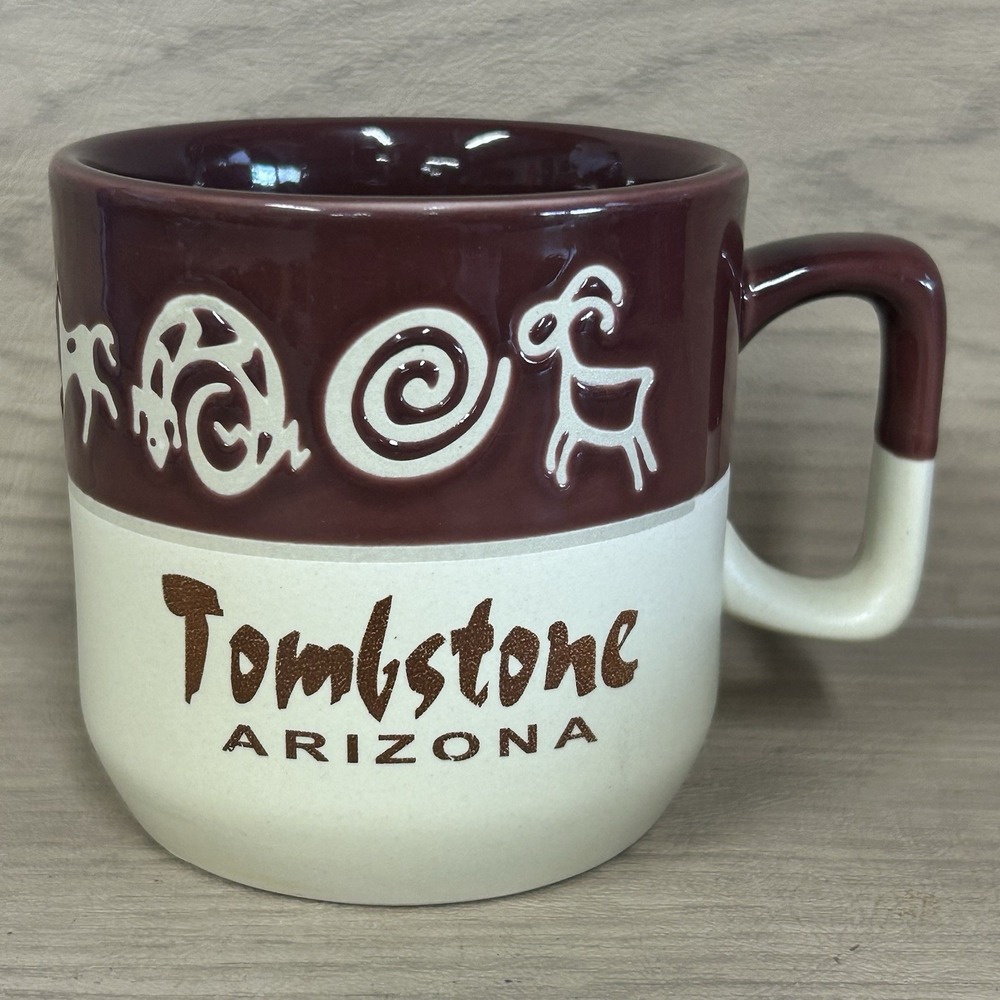 Tombstone  Arizona Cup Mug  Southwestern Petroglyphs Brown Tan Southwestern